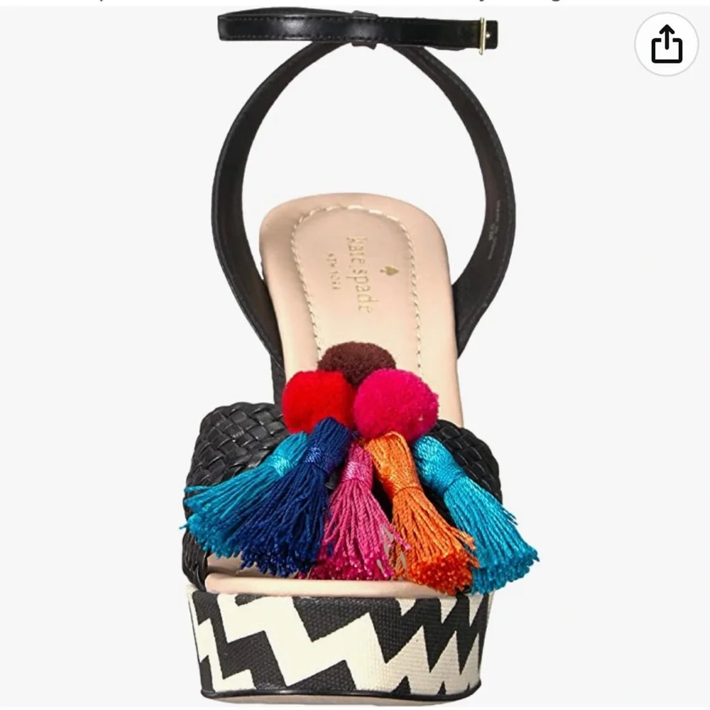 BNWT Kate Spade Delancey Black Wedge Sandals - Picture 5 of 9